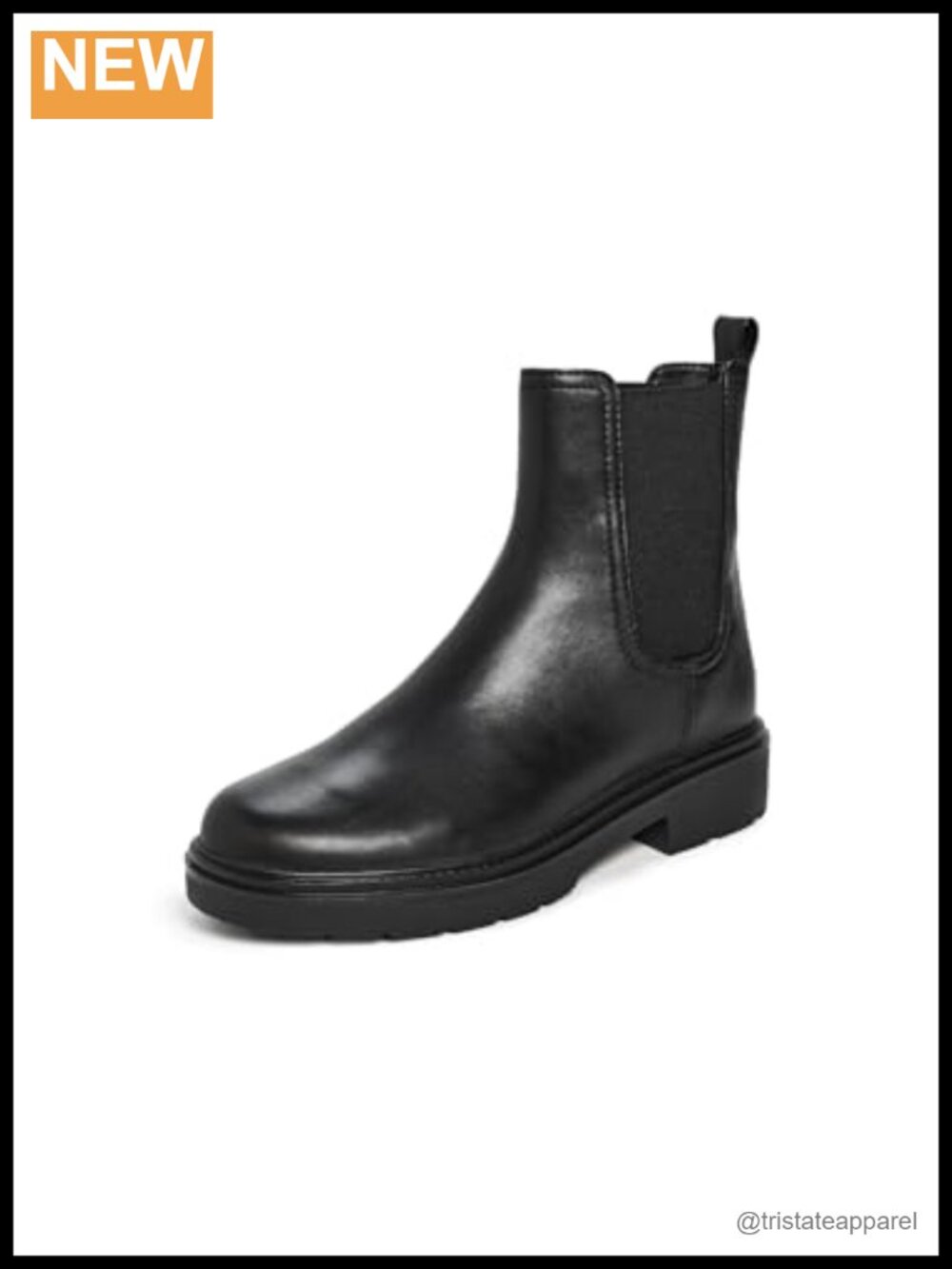 Leather Chelsea Short Boots Ankle Bootie Pull-On Women's Block Heel